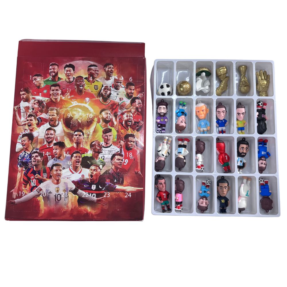 Advent Calendar Gift - Fußball-Adventskalender mit 24 Tagen, Fußballstar-Weihnachts-Adventskalender, Countdown-Kalender