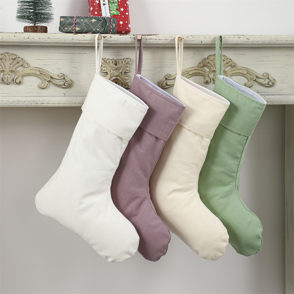 Christmas Stocking Hanging - Leinen-Weihnachtsstrumpf, Natürliche Schlichte Socken zum Aufhängen