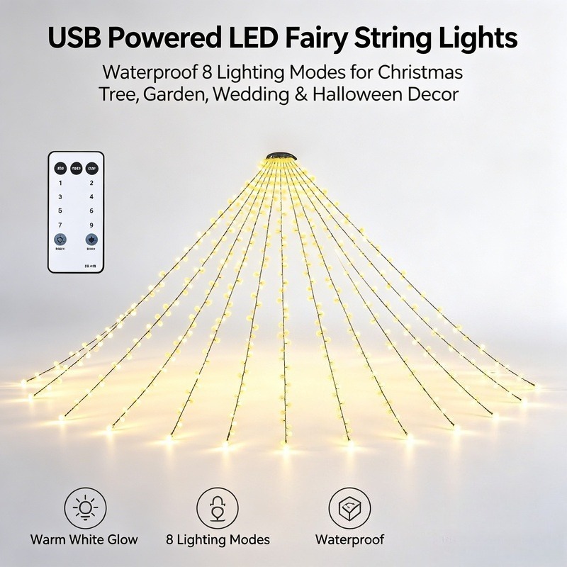 Led Fairy String Lights - USB LED Lichterkette, Wasserdichte Weihnachtsbaumbeleuchtung mit