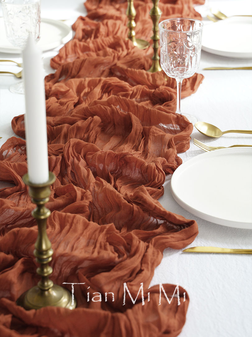 Christmas Table Runner - Semi-Sheer Gaze Tisch läufer Terrakotta Rost