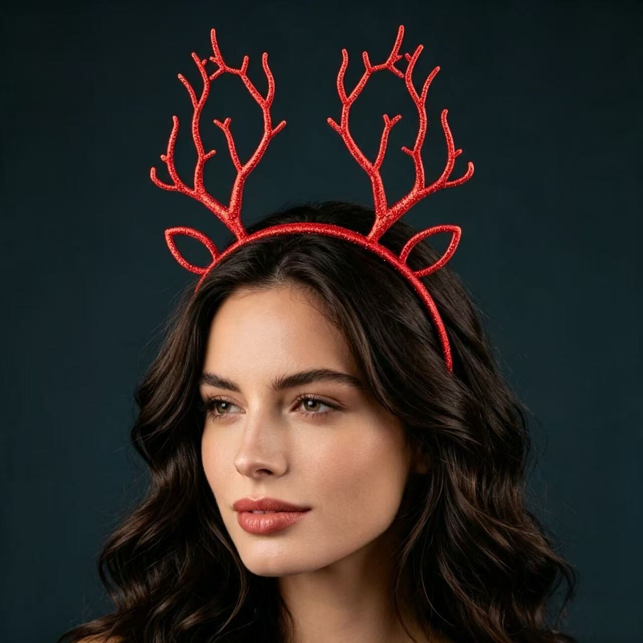 Reindeer Antlers Headband - Festliches Weihnachts-Glitzer-Rentiergeweih-Stirnband für Erwachsene - Party-Kostüm