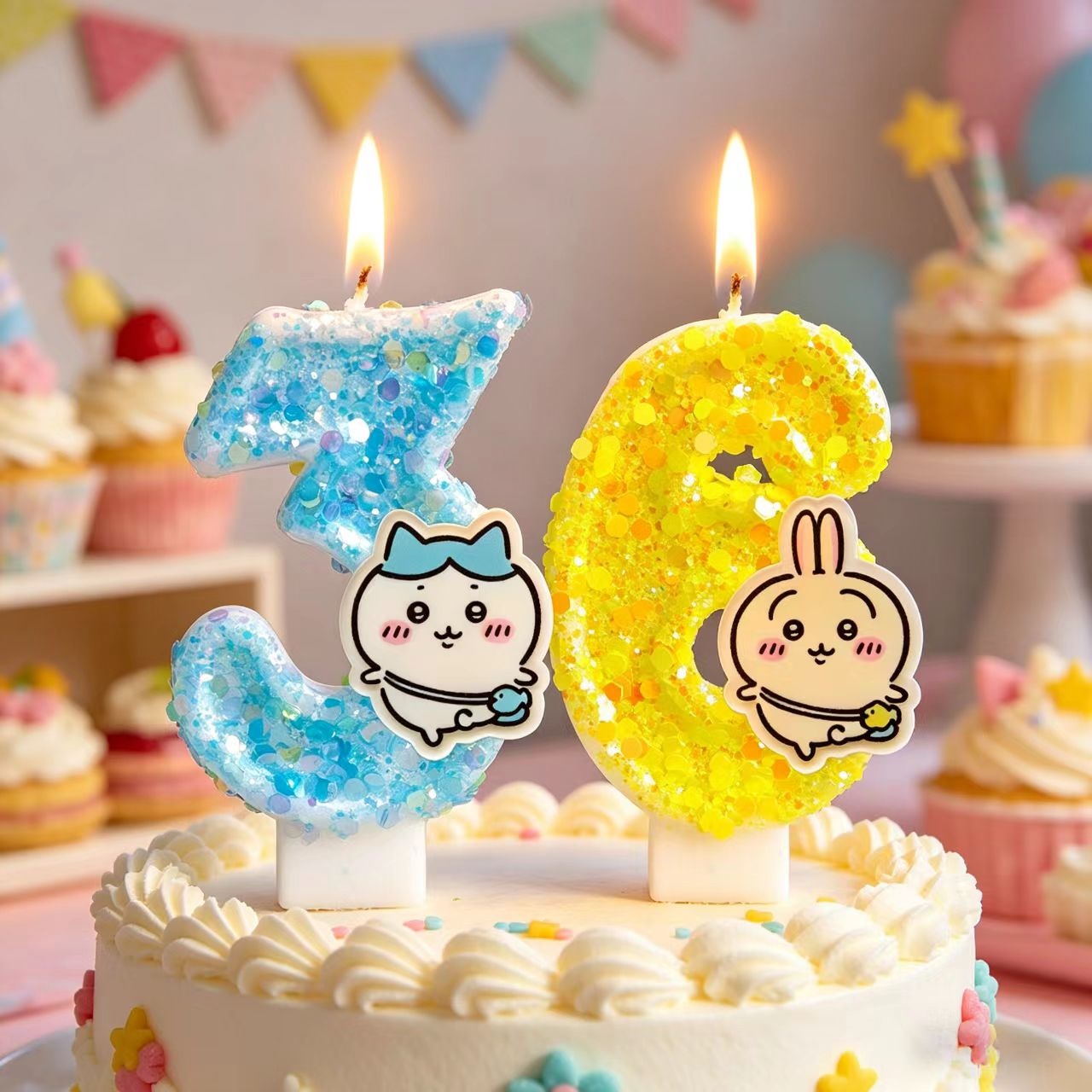 Holiday Candle Set - Chiikawa Hachiware Usagi Geburtstagskerzen Niedliche Cartoon-Kuchendekoration