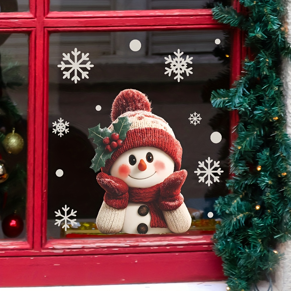 Snowflake Window Decal - 1 Stück 2D Flacher Lächelnder Schneemann