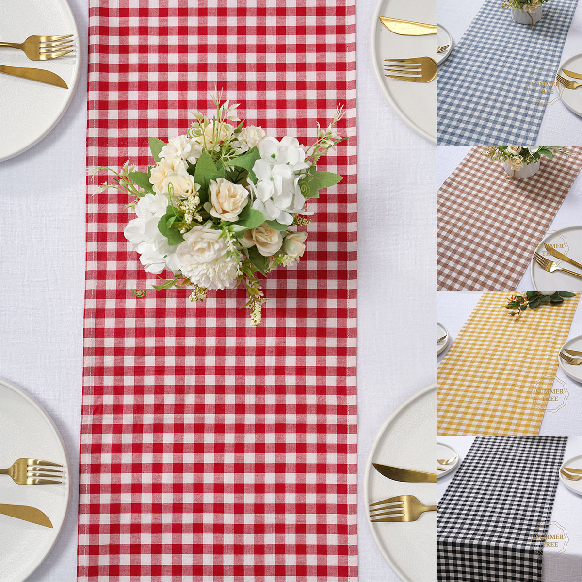 Rustikaler Karierter Baumwoll- – Christmas Table Runner Bewertung und Preis