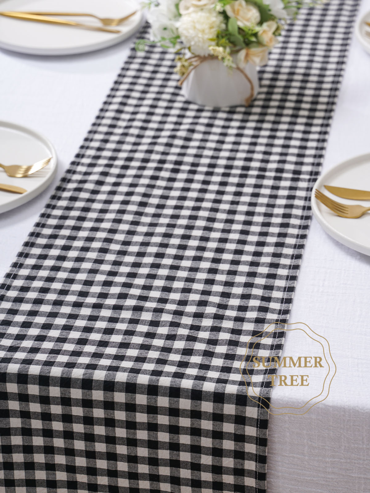 Rustikaler Karierter Baumwoll- – Christmas Table Runner Bewertung und Preis