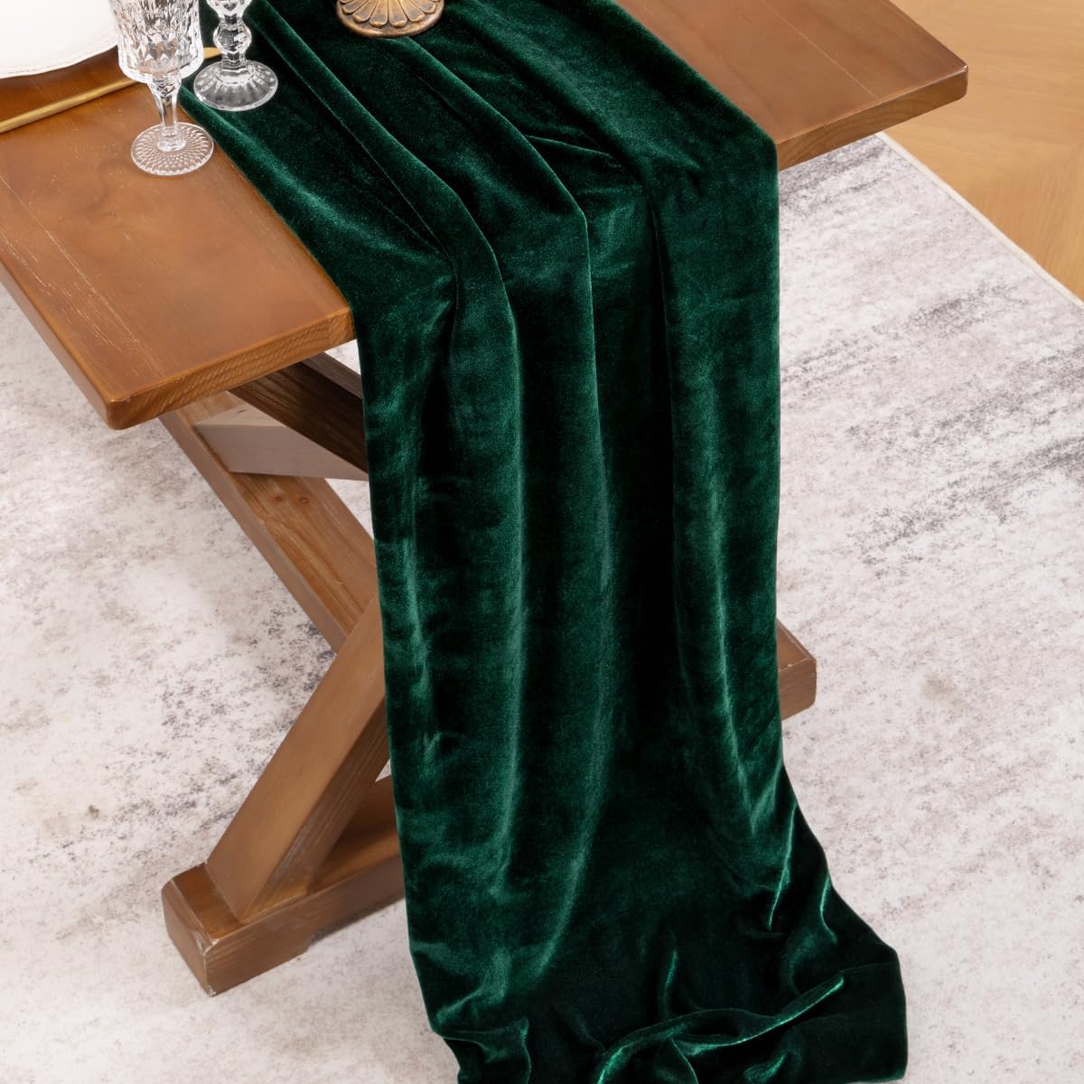 1 Stück grüner Samt-Tischläufe – Christmas Table Runner Bewertung und Preis