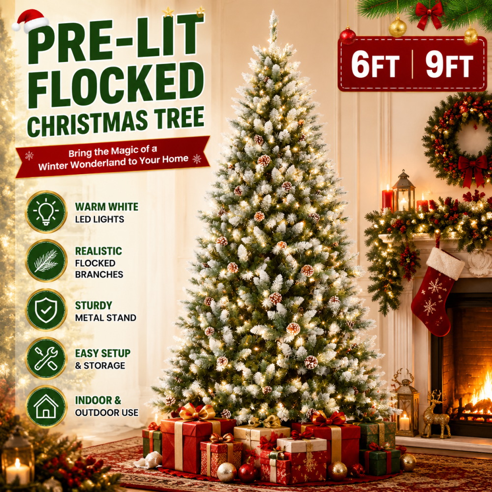Vorbeleuchteter, beflockter kü – Christmas Tree Artificial Bewertung und Preis